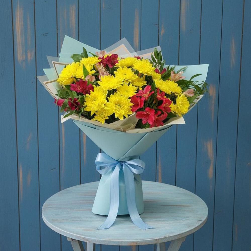 Букет цветов из: Альстромерии и Хризантемы в Александровке Донской