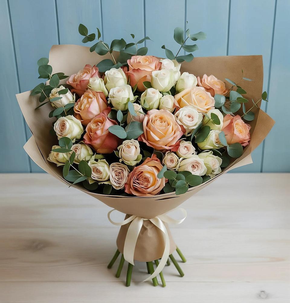 Букет цветов из: Альстромерии и Розы в Александровке Донской