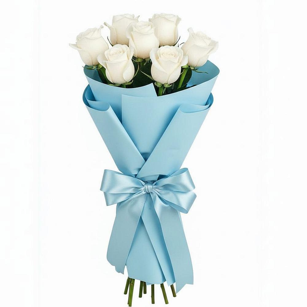 Букет 7 белых роз Проуд в Александровке Донской