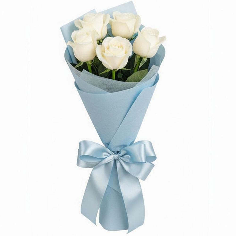 Букет 5 Белых роз Проуд в Александровке Донской