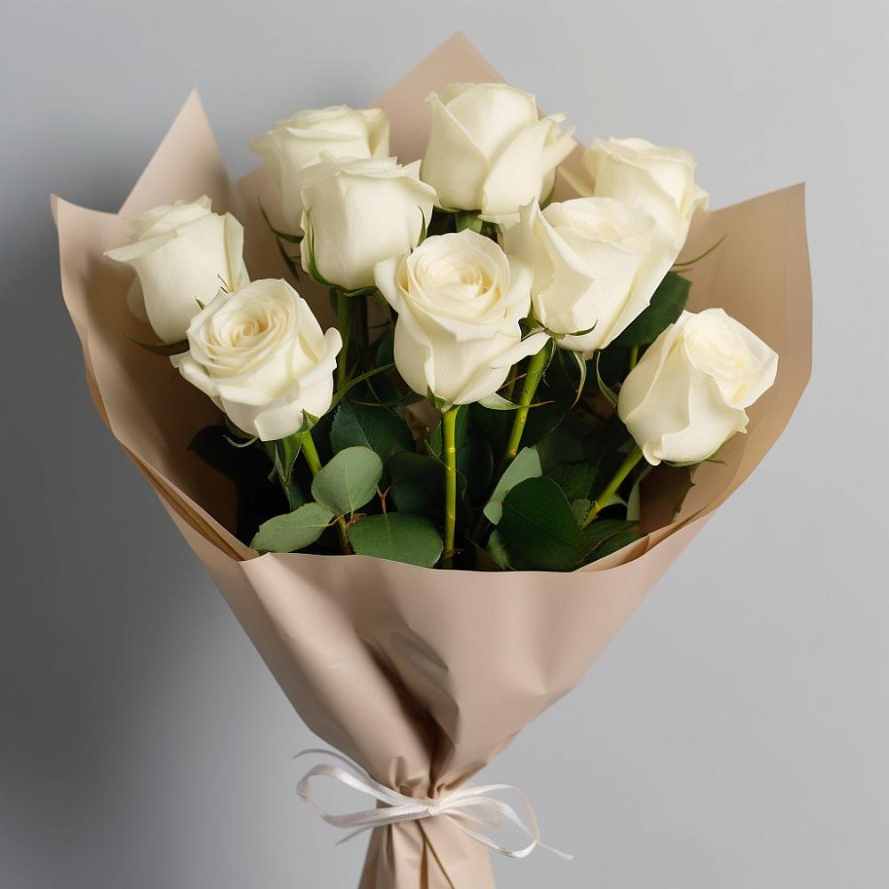 Букет 9 Белых роз Эдлесс Лав в Александровке Донской