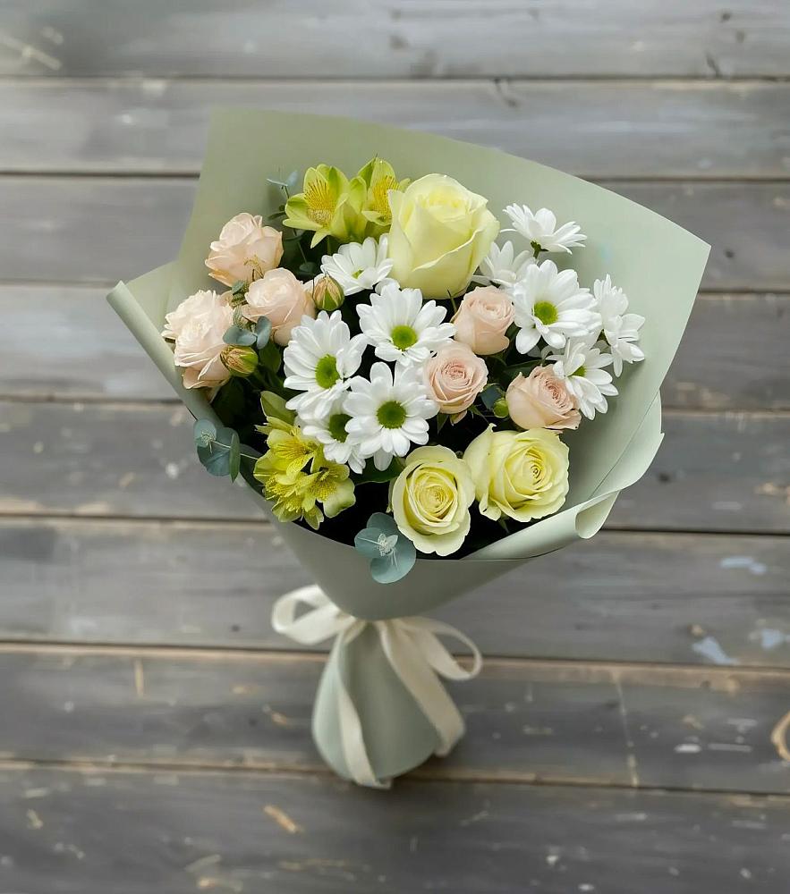 Букет цветов из: Альстромерии, Розы и Хризантемы в Александровке Донской