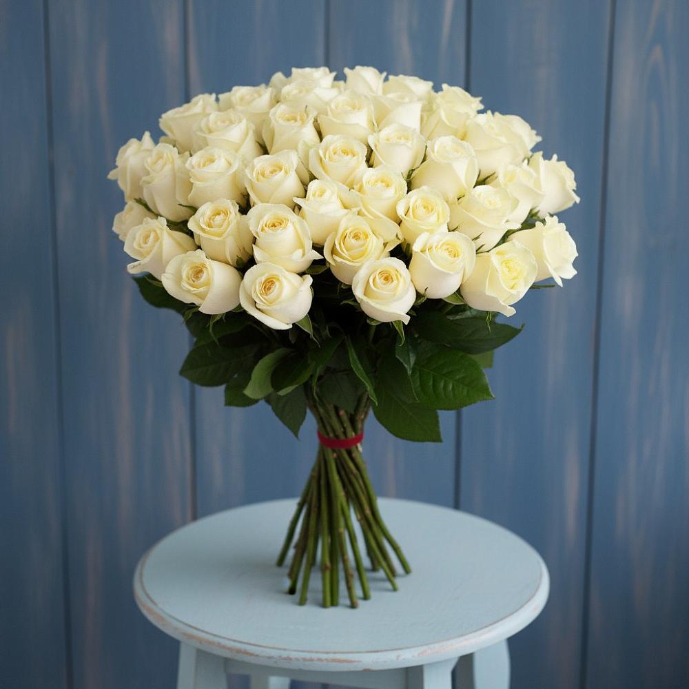 Букет 51 Белая роза Эдлесс Лав в Александровке Донской