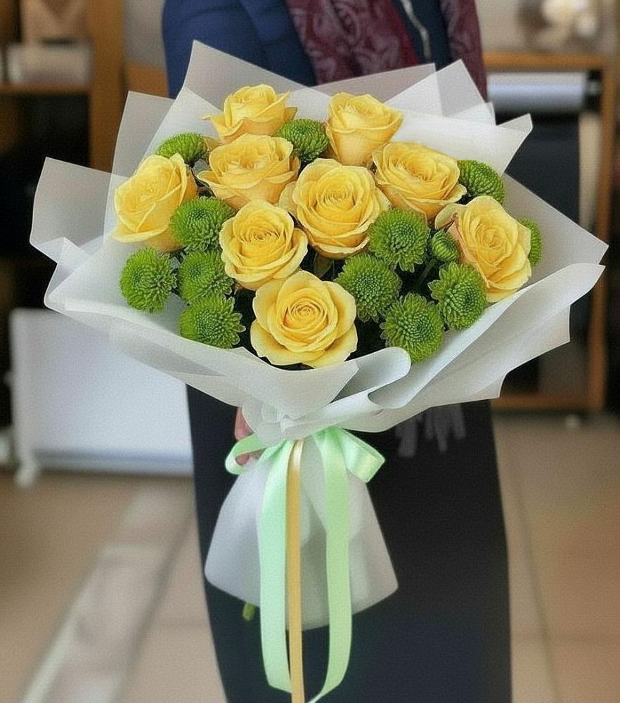 Букет цветов из: Хризантемы и Розы в Александровке Донской