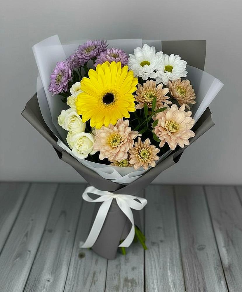 Букет цветов из: Розы, Герберы и Хризантемы в Александровке Донской