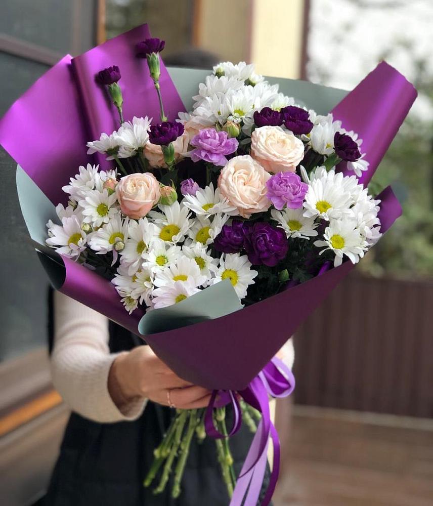 Букет цветов из: Хризантемы, Гвоздики и Розы в Александровке Донской