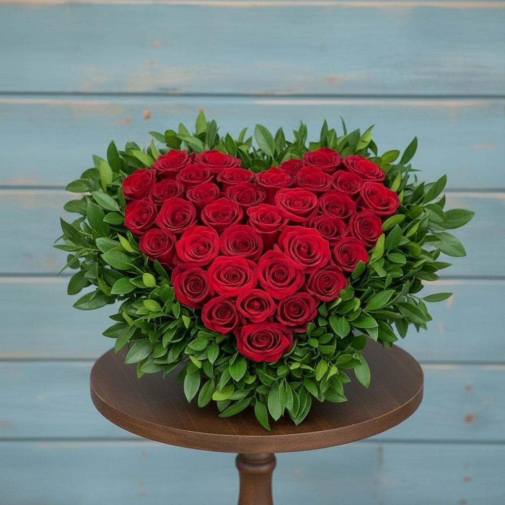 Цветочная композиция из Розы в виде сердца в Александровке Донской