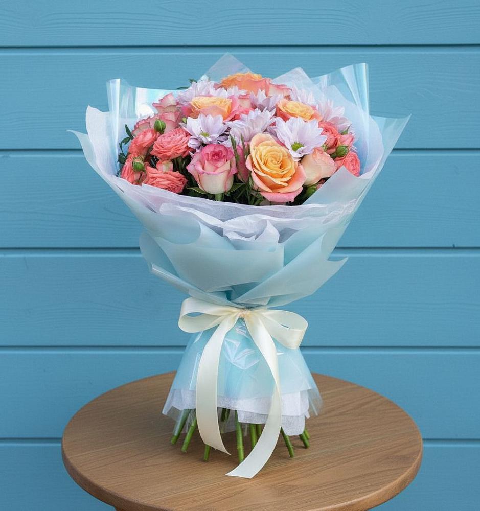 Букет цветов из: Хризантемы и Розы в Александровке Донской