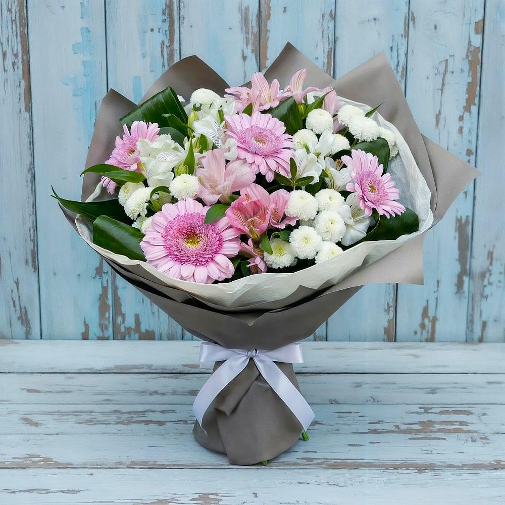 Букет цветов из: Герберы, Альстромерии и Хризантемы в Александровке Донской