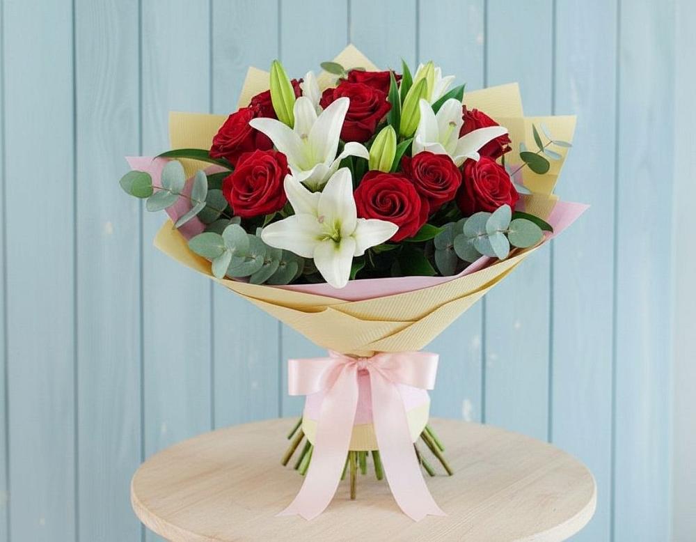 Букет цветов из: Лилии и Розы в Александровке Донской